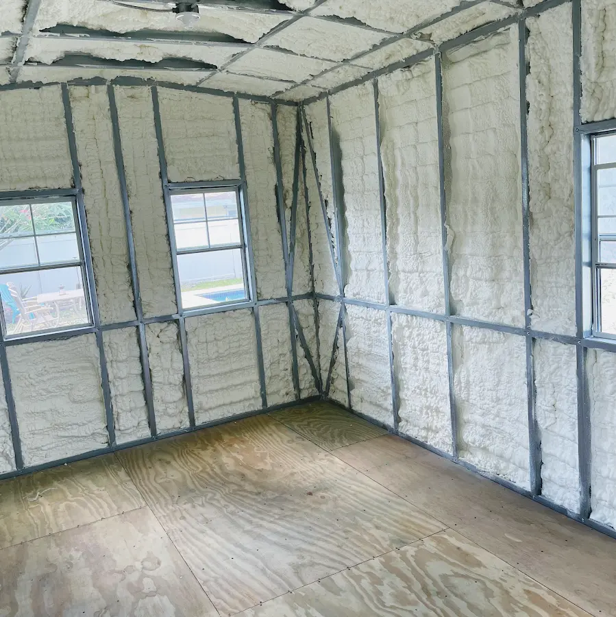 Closed-cell spray foam insulation applied to wall cavities in a residential project in Rio Linda